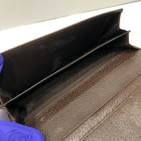 Gucci Brown GG Canvas Long Wallet Sku#85393 (Gently used, crack) - Picture 10 of 15